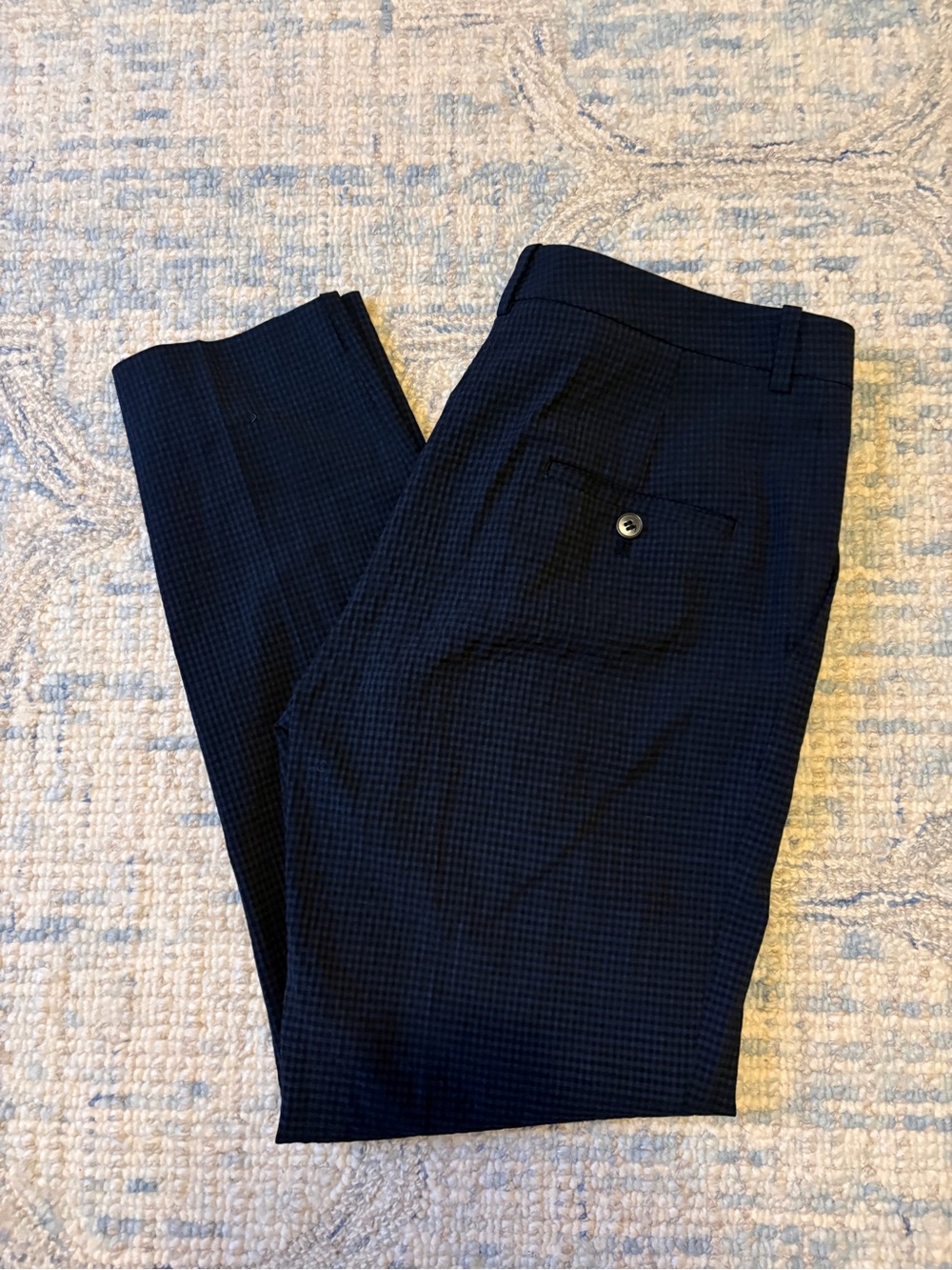 Blue/black gingham dress pants